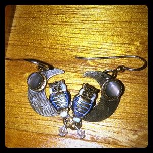 Owl moon earrings